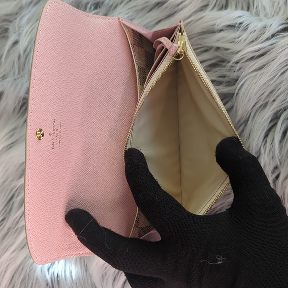 Louis Vuitton Damier Azur Portefeiulle Emilie Wallet In Rose Ballerine - Picture 10 of 17